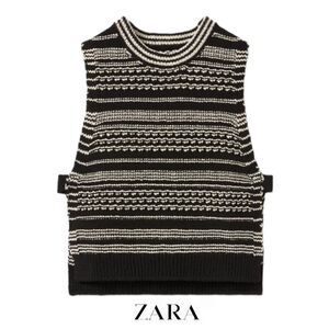 ZARA Kids | Black/Ecru | TEXTURED KNIT VEST